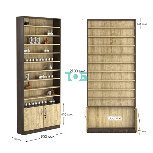 Стеллаж из ДСП с 9-ю полками 200x900 мм серии LEVEL-9 №10 (З/C - ДВП)