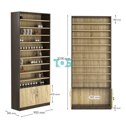 Стеллаж из ДСП с 9-ю полками 300x900 мм серии LEVEL-9 №12 (З/C - ДВП)