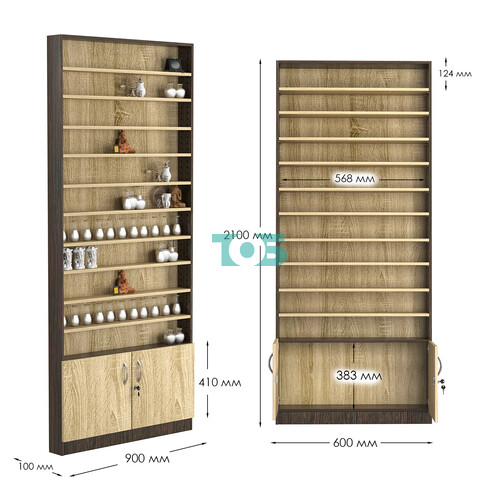 Стеллаж из ДСП с 10-ю полками 100x900 мм серии LEVEL-10 №8 (З/C - ДВП)