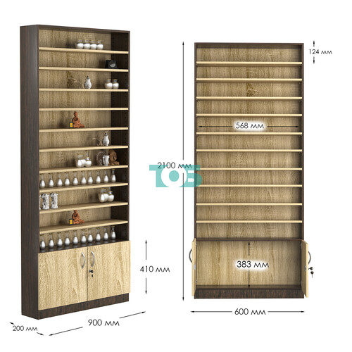 Стеллаж из ДСП с 10-ю полками 200x900 мм серии LEVEL-10 №10 (З/C - ДВП)