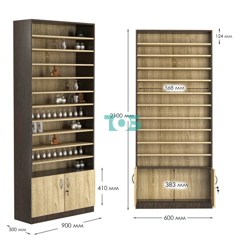 Стеллаж из ДСП с 10-ю полками 300x900 мм серии LEVEL-10 №12 (З/C - ДВП)