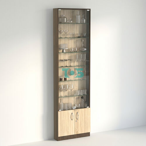 Торговая витрина с 6-ю стеклянными полками 150x600 мм серии NEXT-6 №2 (З/C - ДВП)