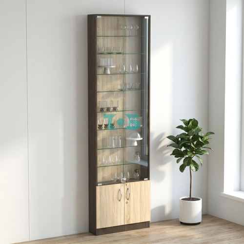 Торговая витрина с 8-ю стеклянными полками 150x600 мм серии NEXT-8 №2 (З/C - ДВП)