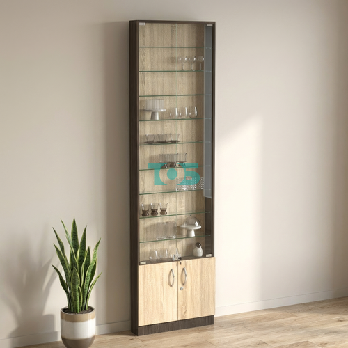 Торговая витрина с 9-ю стеклянными полками 100x600 мм серии NEXT-9 №1 (З/C - ДВП)