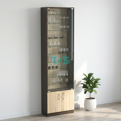 Торговая витрина с 10-ю стеклянными полками 250x600 мм серии NEXT-10 №4 (З/C - ДВП)