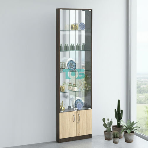 Торговая витрина с 4-мя стеклянными полками 100x600 мм серии NEXT-4 №1-2 (З/C - ЗЕРКАЛО)