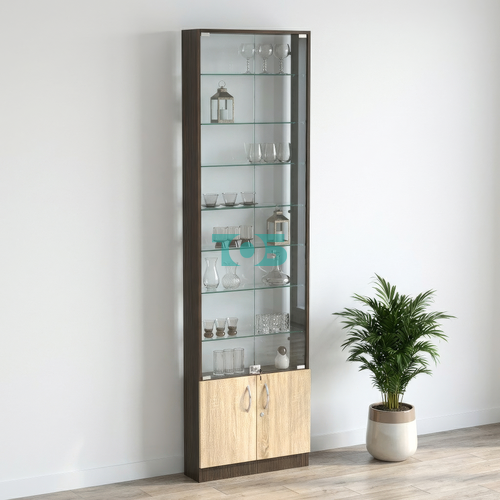 Торговая витрина с 7-ю стеклянными полками 150x600 мм серии NEXT-7 №2-1 (З/C - СТЕКЛО)