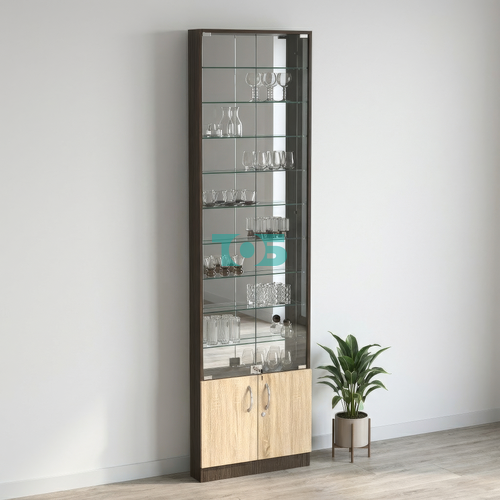 Торговая витрина с 9-ю стеклянными полками 100x600 мм серии NEXT-9 №1-2 (З/C - ЗЕРКАЛО)