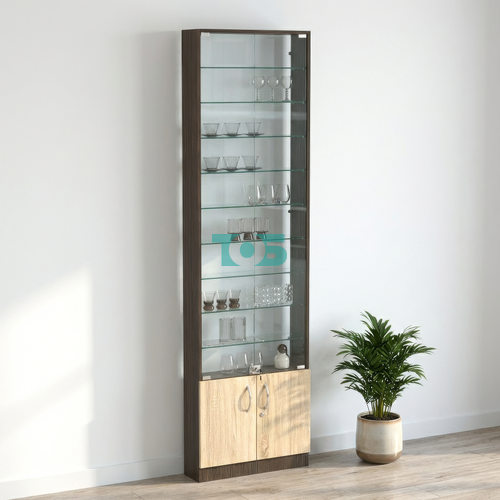 Торговая витрина с 9-ю стеклянными полками 150x600 мм серии NEXT-9 №2-1 (З/C - СТЕКЛО)