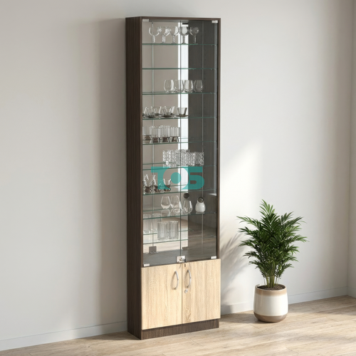 Торговая витрина с 9-ю стеклянными полками 200x600 мм серии NEXT-9 №3-2 (З/C - ЗЕРКАЛО)