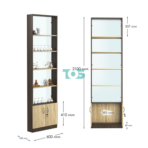 Стеллаж из ДСП с 4-мя полками 150x600 мм серии LEVEL-4 №2-1 (З/C - СТЕКЛО)