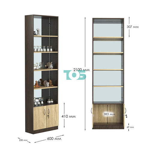 Стеллаж из ДСП с 4-мя полками 250x600 мм серии LEVEL-4 №4-2 (З/C - ЗЕРКАЛО)