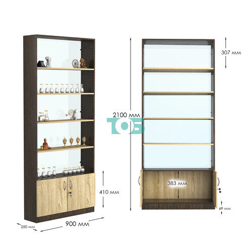Стеллаж из ДСП с 4-мя полками 250x900 мм серии LEVEL-4 №11-1 (З/C - СТЕКЛО)