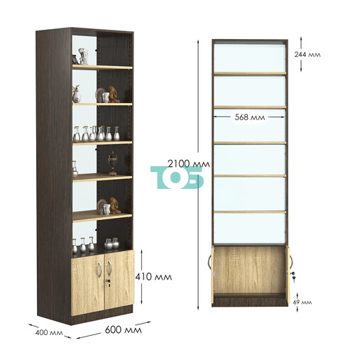 Стеллаж из ДСП с 5-ю полками 400x600 мм серии LEVEL-5 №7-1 (З/C - СТЕКЛО)
