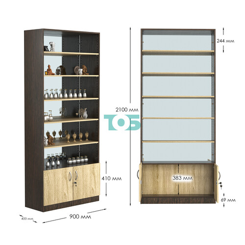 Стеллаж из ДСП с 5-ю полками 400x900 мм серии LEVEL-5 №14-2 (З/C - ЗЕРКАЛО)