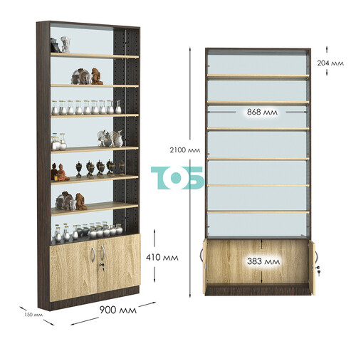 Стеллаж из ДСП с 6-ю полками 150x900 мм серии LEVEL-6 №9-2 (З/C - ЗЕРКАЛО)