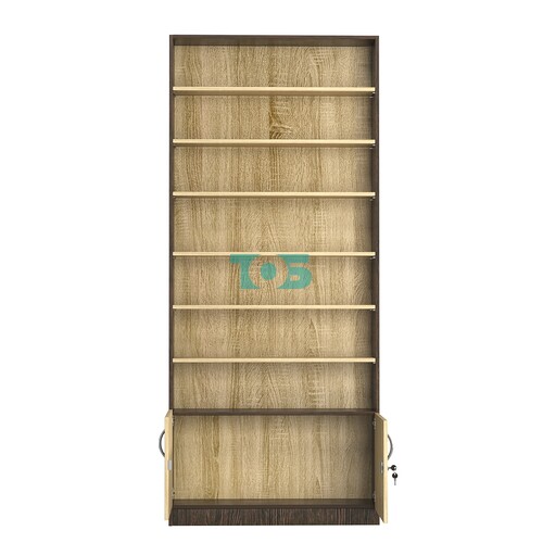 Стеллаж из ДСП с 6-ю полками 200x900 мм серии LEVEL-6 №10-1 (З/C - СТЕКЛО)