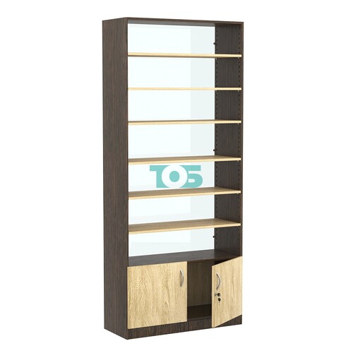 Стеллаж из ДСП с 6-ю полками 350x900 мм серии LEVEL-6 №13-1 (З/C - СТЕКЛО)