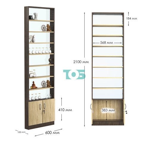Стеллаж из ДСП с 7-ю полками 100x600 мм серии LEVEL-7 №1-1 (З/C - СТЕКЛО)