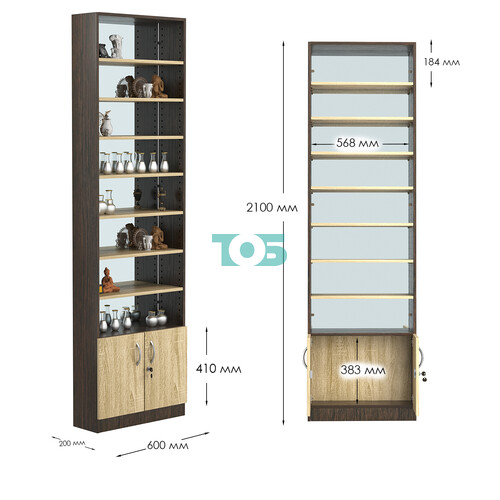 Стеллаж из ДСП с 7-ю полками 200x600 мм серии LEVEL-7 №3-2 (З/C - ЗЕРКАЛО)