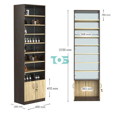 Стеллаж из ДСП с 7-ю полками 350x600 мм серии LEVEL-7 №6-2 (З/C - ЗЕРКАЛО)