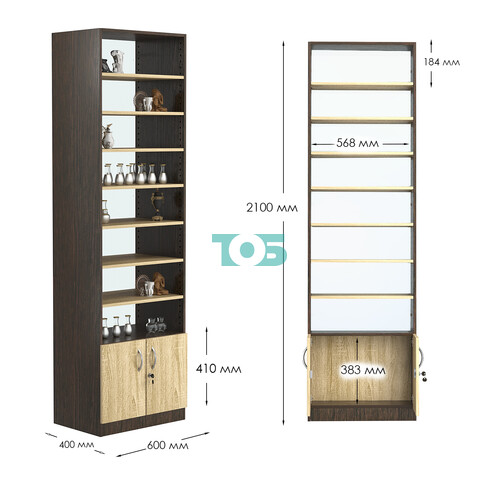 Стеллаж из ДСП с 7-ю полками 400x600 мм серии LEVEL-7 №7-1 (З/C - СТЕКЛО)
