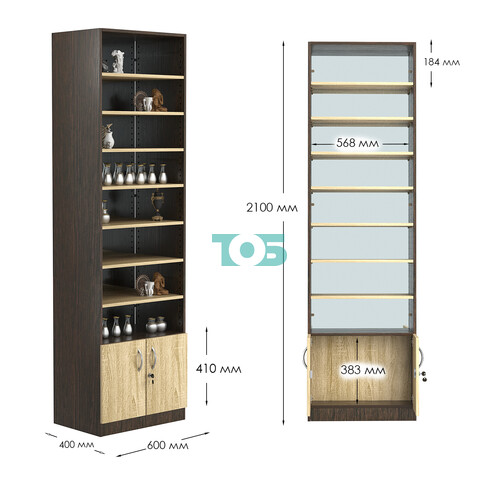 Стеллаж из ДСП с 7-ю полками 400x600 мм серии LEVEL-7 №7-2 (З/C - ЗЕРКАЛО)
