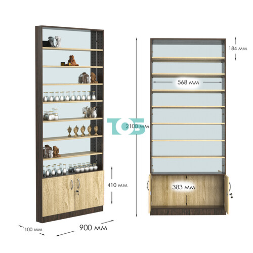Стеллаж из ДСП с 7-ю полками 100x900 мм серии LEVEL-7 №8-2 (З/C - ЗЕРКАЛО)