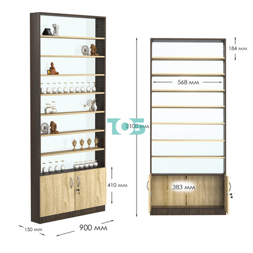 Стеллаж из ДСП с 7-ю полками 150x900 мм серии LEVEL-7 №9-1 (З/C - СТЕКЛО)