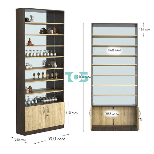 Стеллаж из ДСП с 7-ю полками 250x900 мм серии LEVEL-7 №11-2 (З/C - ЗЕРКАЛО)
