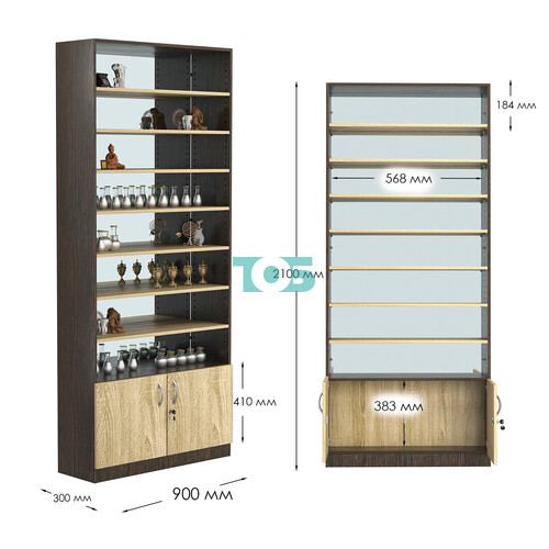 Стеллаж из ДСП с 7-ю полками 300x900 мм серии LEVEL-7 №12-2 (З/C - ЗЕРКАЛО)