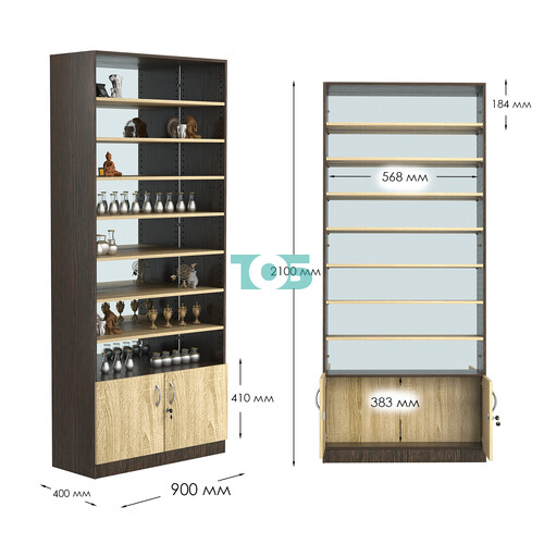 Стеллаж из ДСП с 7-ю полками 400x900 мм серии LEVEL-7 №14-2 (З/C - ЗЕРКАЛО)