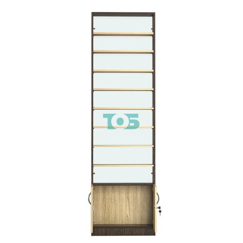 Стеллаж из ДСП с 8-ю полками 150x600 мм серии LEVEL-8 №2-1 (З/C - СТЕКЛО)