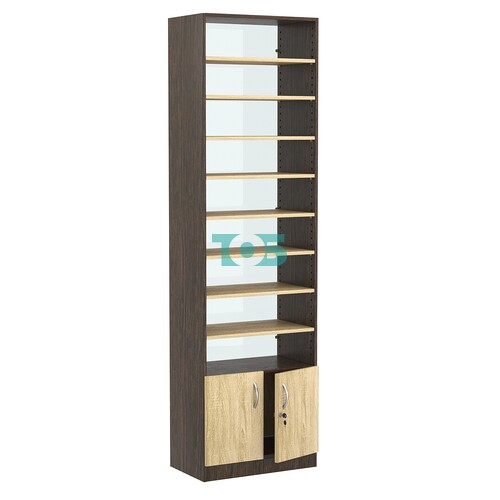 Стеллаж из ДСП с 8-ю полками 350x600 мм серии LEVEL-8 №6-1 (З/C - СТЕКЛО)