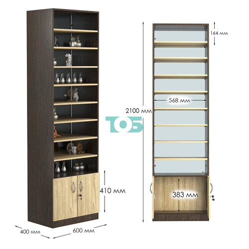 Стеллаж из ДСП с 8-ю полками 400x600 мм серии LEVEL-8 №7-2 (З/C - ЗЕРКАЛО)