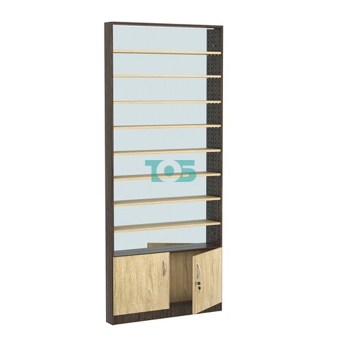 Стеллаж из ДСП с 8-ю полками 100x900 мм серии LEVEL-8 №8-2 (З/C - ЗЕРКАЛО)