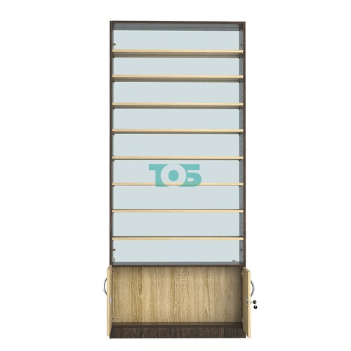 Стеллаж из ДСП с 8-ю полками 150x900 мм серии LEVEL-8 №9-2 (З/C - ЗЕРКАЛО)