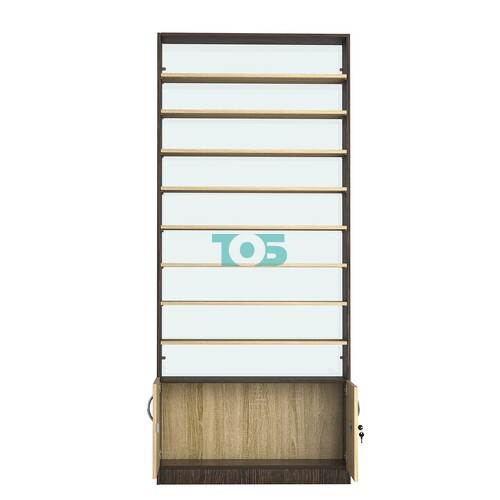 Стеллаж из ДСП с 8-ю полками 250x900 мм серии LEVEL-8 №11-1 (З/C - СТЕКЛО)