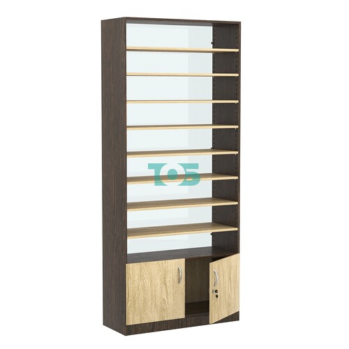 Стеллаж из ДСП с 8-ю полками 350x900 мм серии LEVEL-8 №13-1 (З/C - СТЕКЛО)