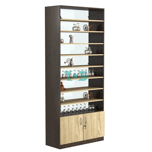 Стеллаж из ДСП с 8-ю полками 350x900 мм серии LEVEL-8 №13-1 (З/C - СТЕКЛО)