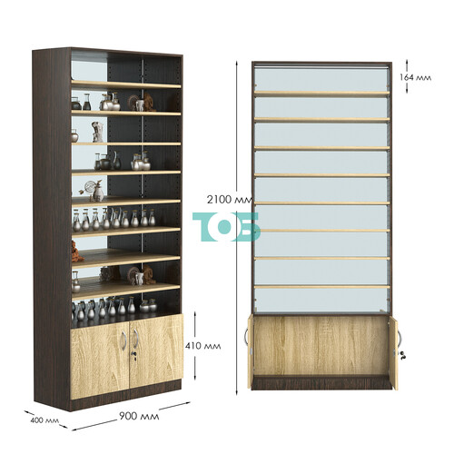 Стеллаж из ДСП с 8-ю полками 400x900 мм серии LEVEL-8 №14-2 (З/C - ЗЕРКАЛО)