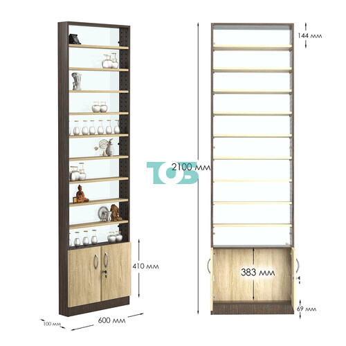 Стеллаж из ДСП с 9-ю полками 100x600 мм серии LEVEL-9 №1-1 (З/C - СТЕКЛО)