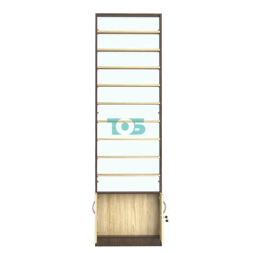 Стеллаж из ДСП с 9-ю полками 100x600 мм серии LEVEL-9 №1-1 (З/C - СТЕКЛО)