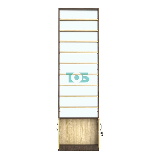 Стеллаж из ДСП с 9-ю полками 100x600 мм серии LEVEL-9 №1-2 (З/C - ЗЕРКАЛО)