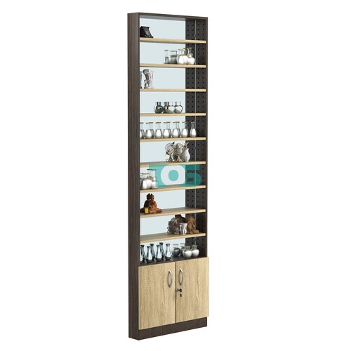 Стеллаж из ДСП с 9-ю полками 100x600 мм серии LEVEL-9 №1-2 (З/C - ЗЕРКАЛО)