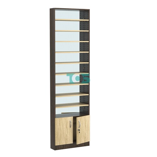 Стеллаж из ДСП с 9-ю полками 150x600 мм серии LEVEL-9 №2-2 (З/C - ЗЕРКАЛО)