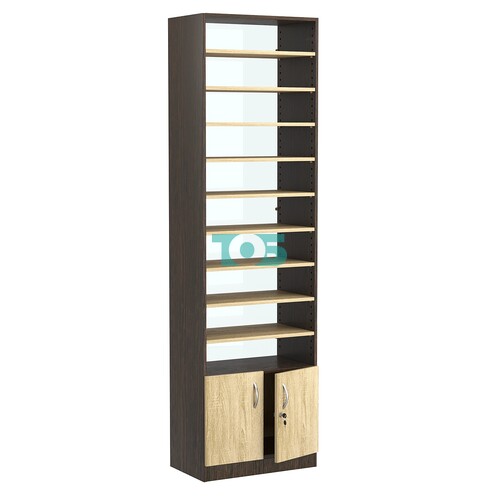 Стеллаж из ДСП с 9-ю полками 350x600 мм серии LEVEL-9 №6-1 (З/C - СТЕКЛО)