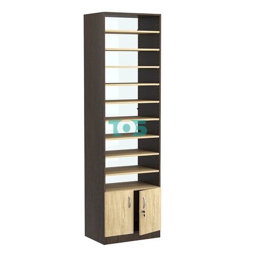 Стеллаж из ДСП с 9-ю полками 400x600 мм серии LEVEL-9 №7-1 (З/C - СТЕКЛО)