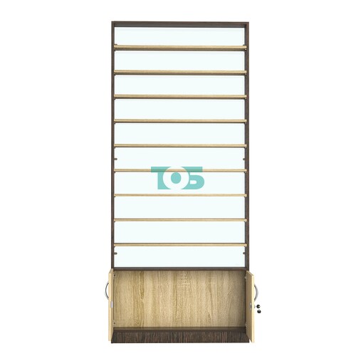 Стеллаж из ДСП с 9-ю полками 150x900 мм серии LEVEL-9 №9-2 (З/C - ЗЕРКАЛО)