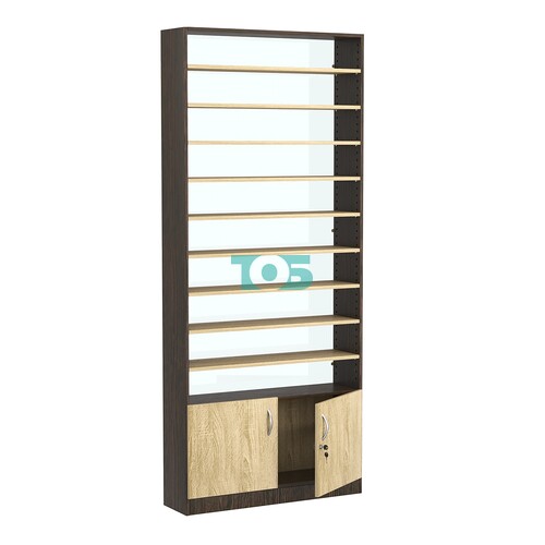 Стеллаж из ДСП с 9-ю полками 250x900 мм серии LEVEL-9 №11-1 (З/C - СТЕКЛО)